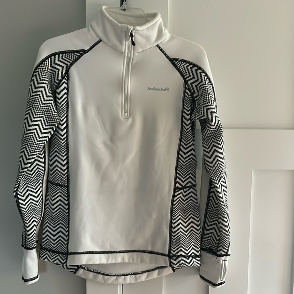 Avalanche Quarter Zip Stretch Fleece Lined Fitted Top White/Black M